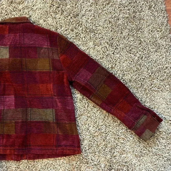Christopher & Banks Pink,Red and Yellow Square Design Jacket Women Size Medium - Picture 9 of 11